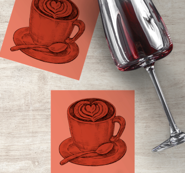 Vintage untersetzer herzmotiv kaffeetasse - TenStickers