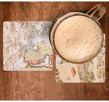 Vintage untersetzer mit alten kartenmotiven - TenStickers