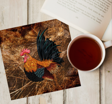 Vintage untersetzer mit buntem hahn-design - TenStickers