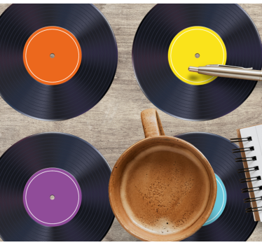 Vintage untersetzer mit bunten schallplatten - TenStickers