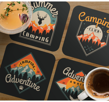 Vintage untersetzer mit camping abenteuer motiven - TenStickers