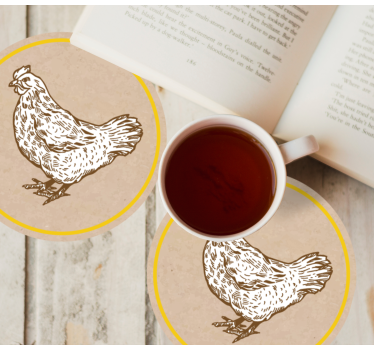 Vintage untersetzer mit charmantem huhn-motiv - TenStickers