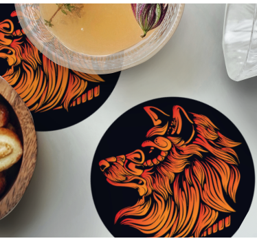 Vintage untersetzer mit eindrucksvollem wolfprofil - TenStickers