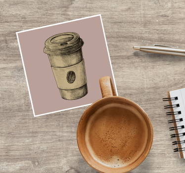 Vintage untersetzer mit illustriertem kaffeebecher - TenStickers