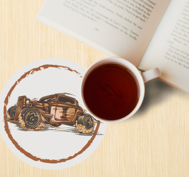 Vintage untersetzer mit klassischer rennwagen-illustration - TenStickers