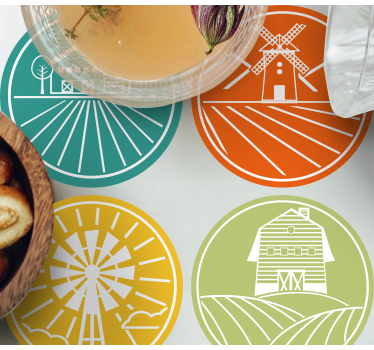 Vintage untersetzer mit ländlichen runden motiven - TenStickers