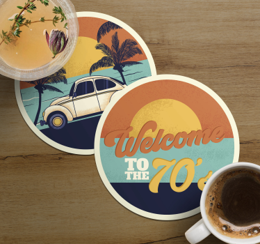 Vintage untersetzer mit retro küstenszene - TenStickers