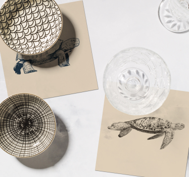 Vintage untersetzer mit retro schildkrötenmotiven - TenStickers