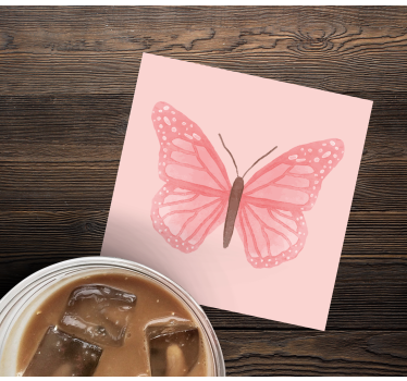 Vintage untersetzer mit rosa schmetterlingsillustration - TenStickers