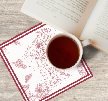 Vintage untersetzer mit rustikaler szenenillustration - TenStickers