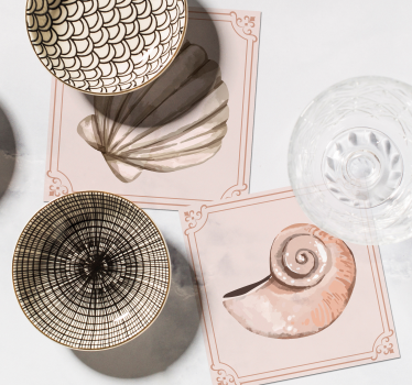 Vintage untersetzer mit stilvollen muschelillustrationen - TenStickers