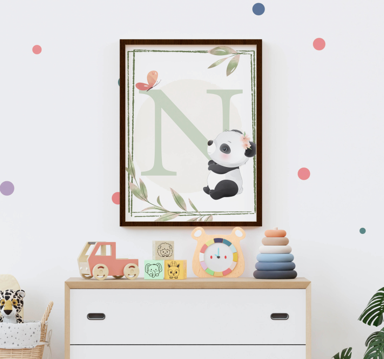 Poster Kinderzimmer süßer Panda personalisiert - TenStickers