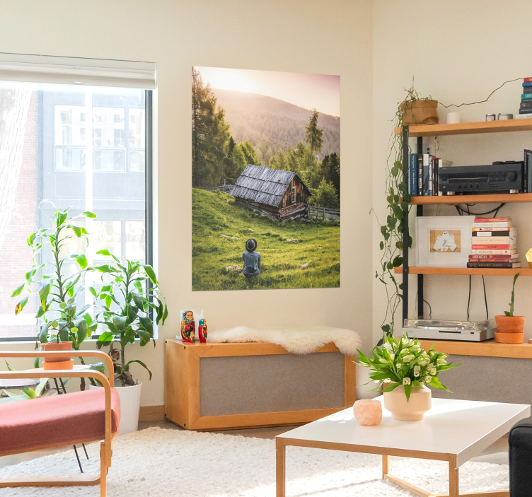 Poster Landschaft mit Waldhaus - TenStickers