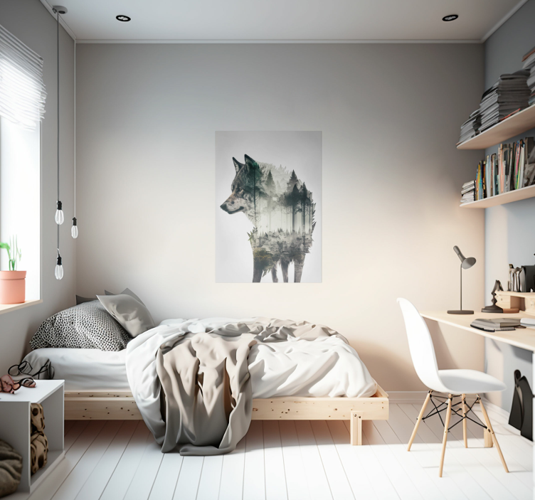 Poster Sonstige Tiere wolf Doppel Belichtung - TenStickers