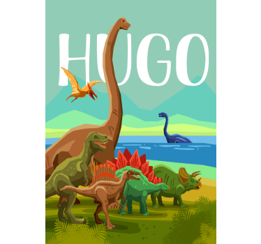 Poster Landschaft mit Dinosaurier - TenStickers