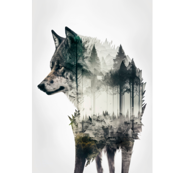 Poster Sonstige Tiere wolf Doppel Belichtung - TenStickers