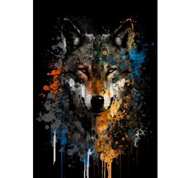 Farbenfrohes Wolfsgemälde Poster - TenStickers