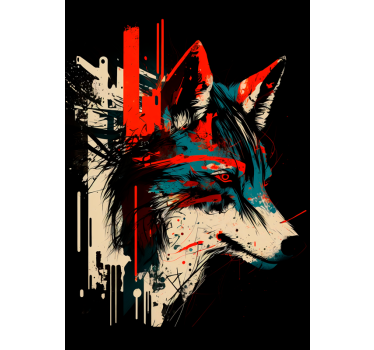Kunstdrucke abstrakter  mehrfarbigen Wolf - TenStickers