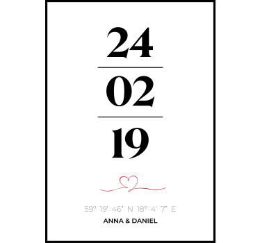 Poster Koordinaten der Liebe - TenStickers
