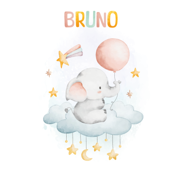 Poster Kinderzimmer Elefant auf einer Wolke - TenStickers