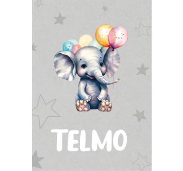 Poster sonstige Tiere Elefantenbaby mit Luftballons - TenStickers