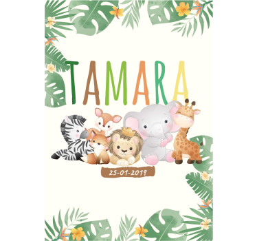 Personalisiertes Poster Dschungeltiere für Kinderzimmer - TenStickers