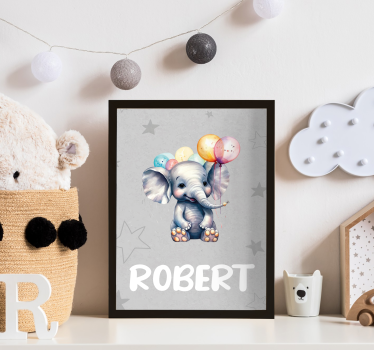 Poster sonstige Tiere Elefantenbaby mit Luftballons - TenStickers