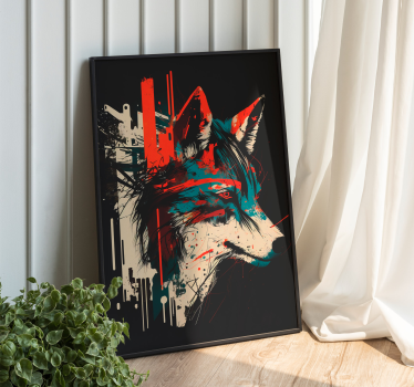 Kunstdrucke abstrakter  mehrfarbigen Wolf - TenStickers