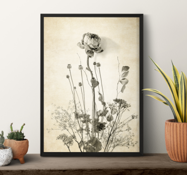 Poster Blumenstrauß auf beige Hintergrund - TenStickers