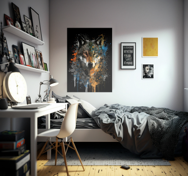 Farbenfrohes Wolfsgemälde Poster - TenStickers