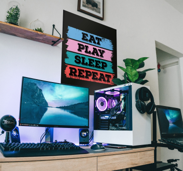 Poster Gamer Eat, Play, Sleep, Repeat - TenStickers
