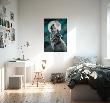Poster heulender Wolf Vollmond - TenStickers