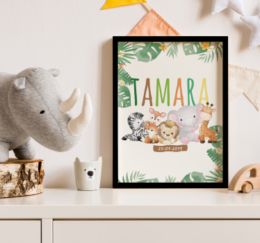 Personalisiertes Poster Dschungeltiere für Kinderzimmer - TenStickers