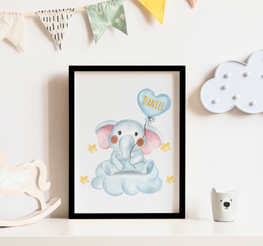 Niedlicher Elefant mit Ballon Poster für Kinderzimmer - TenStickers