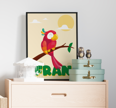 Roter Papagei Poster personalisiert für Kinderzimmer - TenStickers