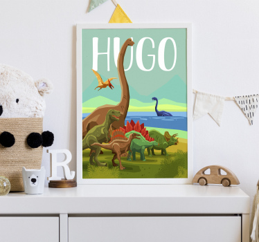 Poster Landschaft mit Dinosaurier - TenStickers