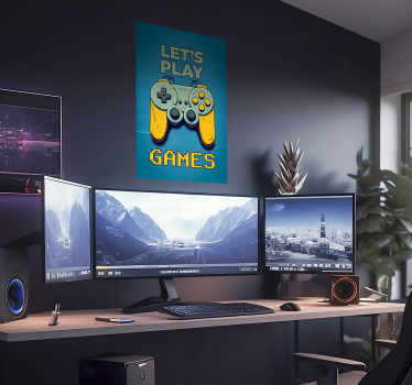 Poster von Game Controller und Texte 'Game on" - TenStickers