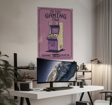 Rosa Retro Poster Teenagerzimmer Gaming Club - TenStickers