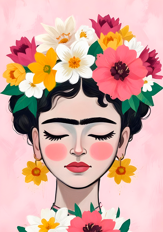 Kunstdrucke blumenhut frida - TenStickers