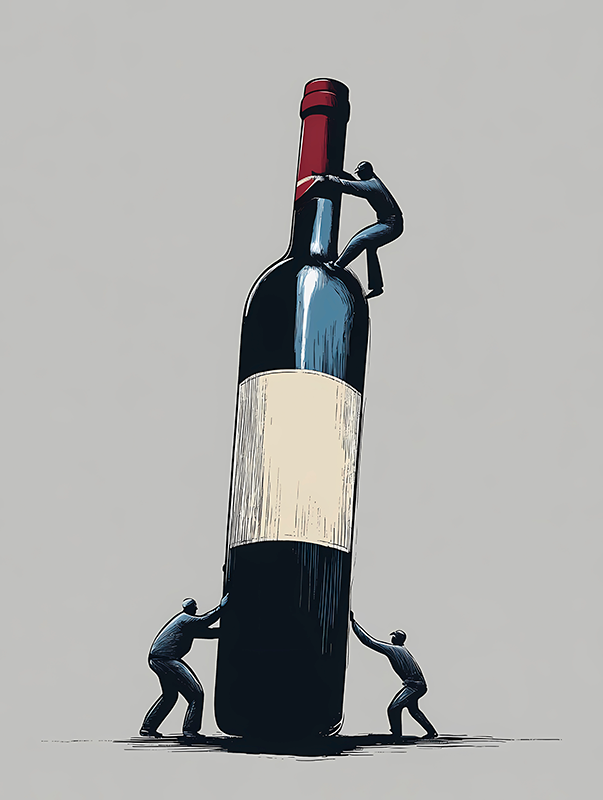 Poster abstrakt arbeiten an einer flasche wein - TenStickers