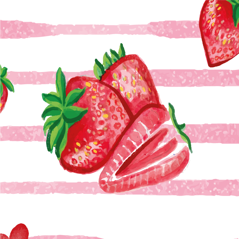 Poster küche nahtlose erdbeeren auf gestreiftem hintergrund - TenStickers