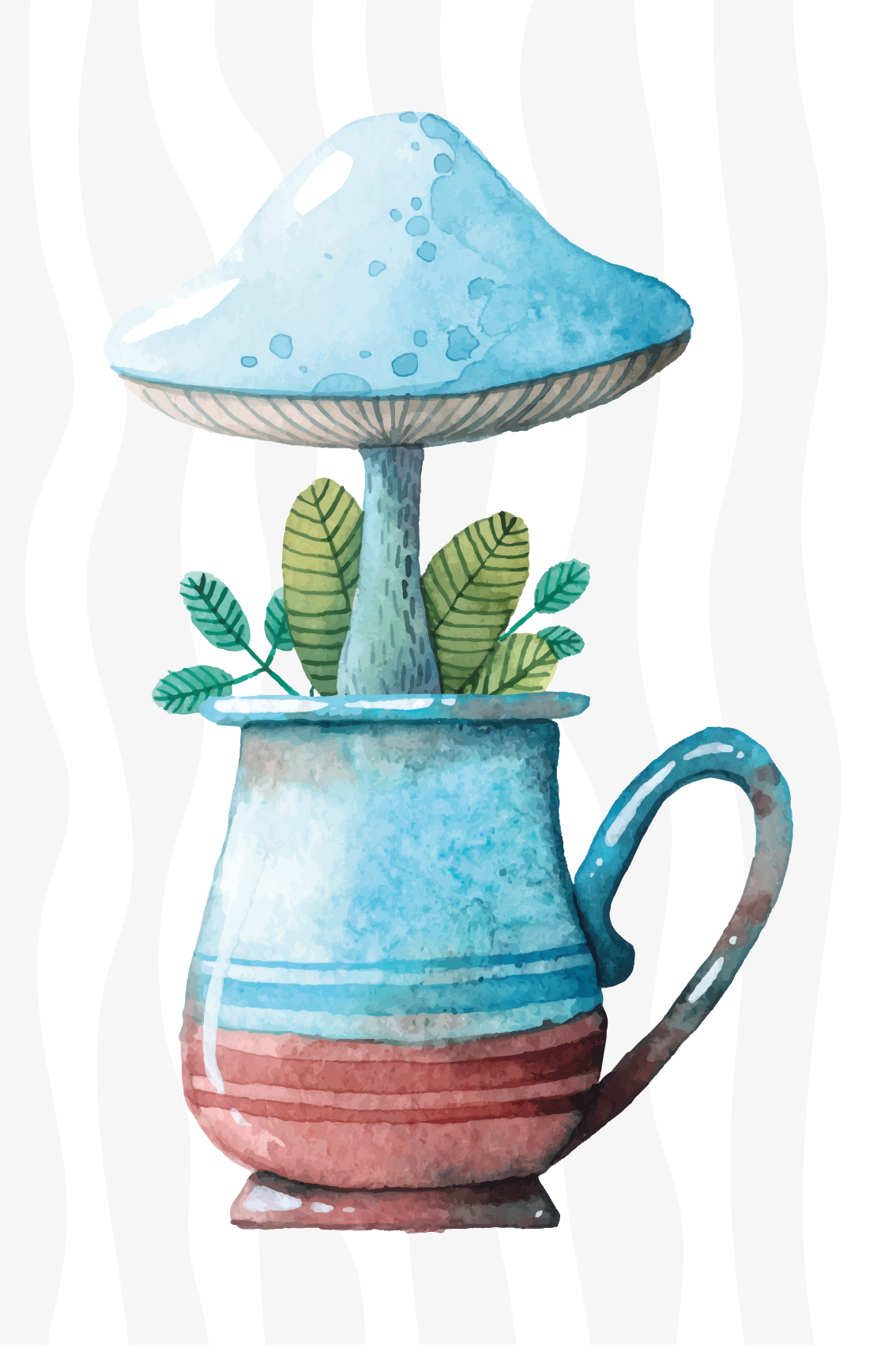 Poster küche niedliches pilzdesign in tasse - TenStickers