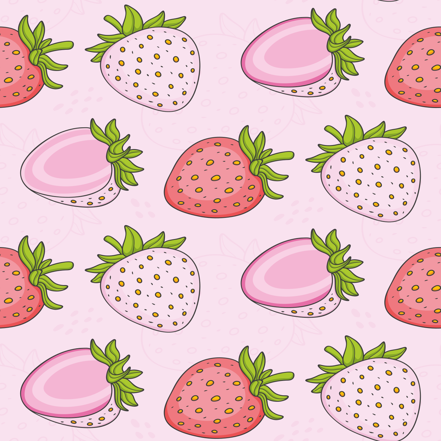 Poster küche nahtlose rosa und rote erdbeeren - TenStickers