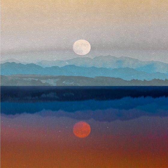 Poster wohnzimmer mit schönem monddesign im alltagsraum - TenStickers