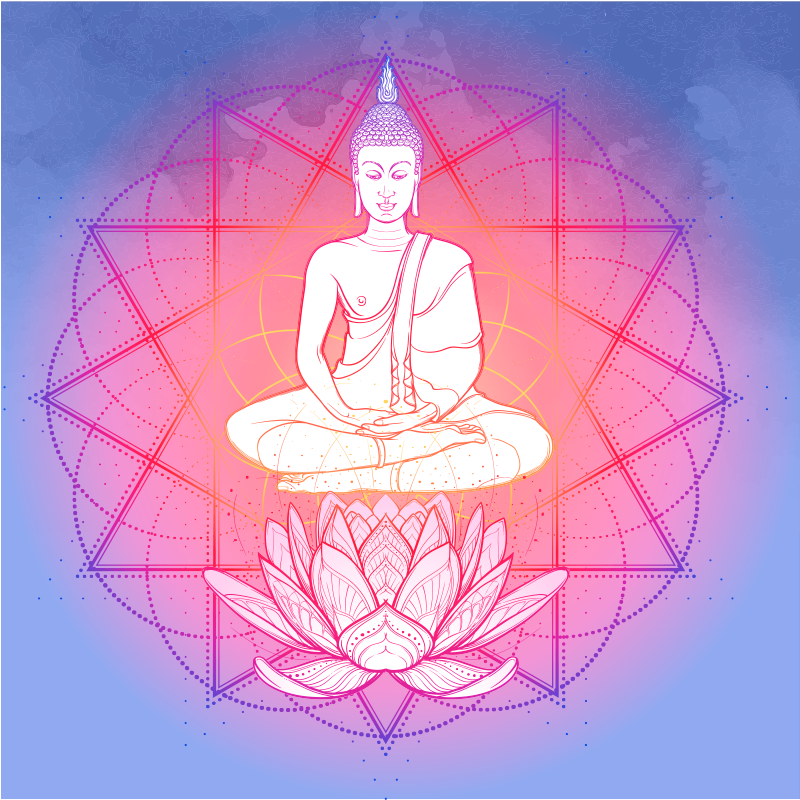 Poster wohnzimmer mandala buddha meditierend - TenStickers