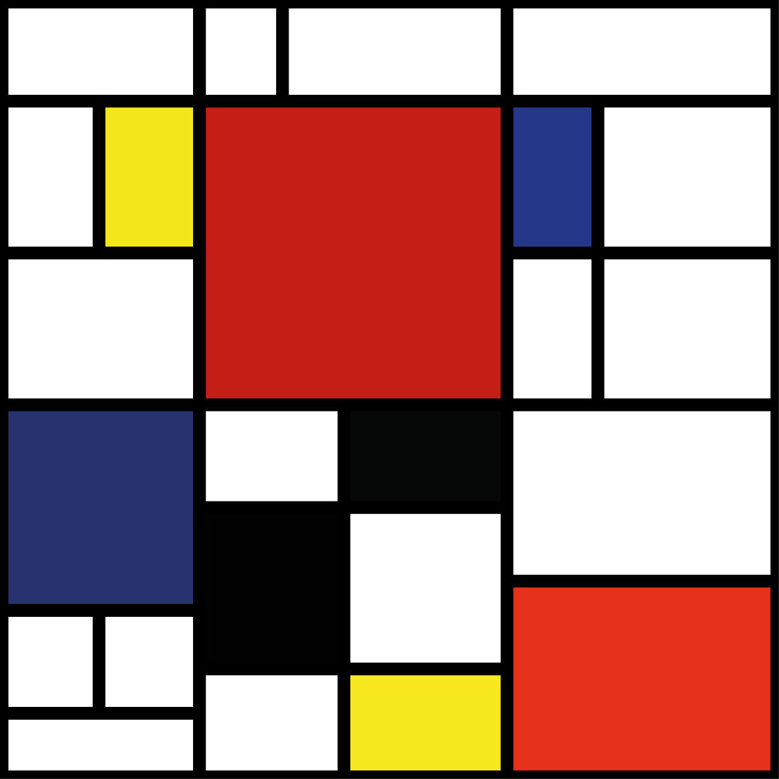 Poster wohnzimmer in abstrakten farbblöcken - TenStickers