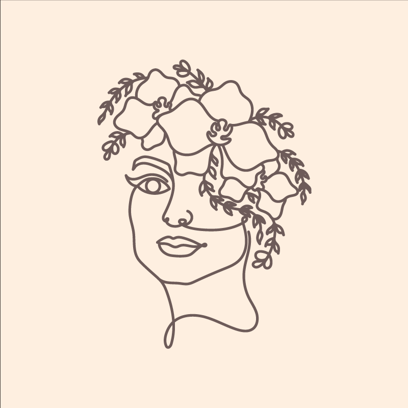 Poster wohnzimmer silhouette minimalistische süße frau floral - TenStickers