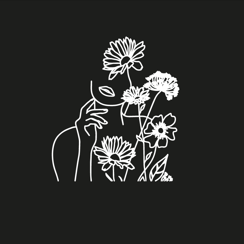 Poster wohnzimmer im minimalistischen frauenblumen-design - TenStickers