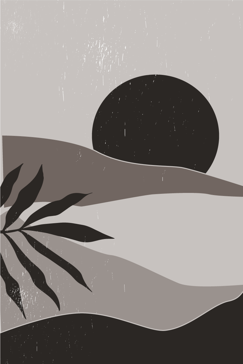 Poster wohnzimmer schwarz-weiß sonnenuntergang wüste - TenStickers