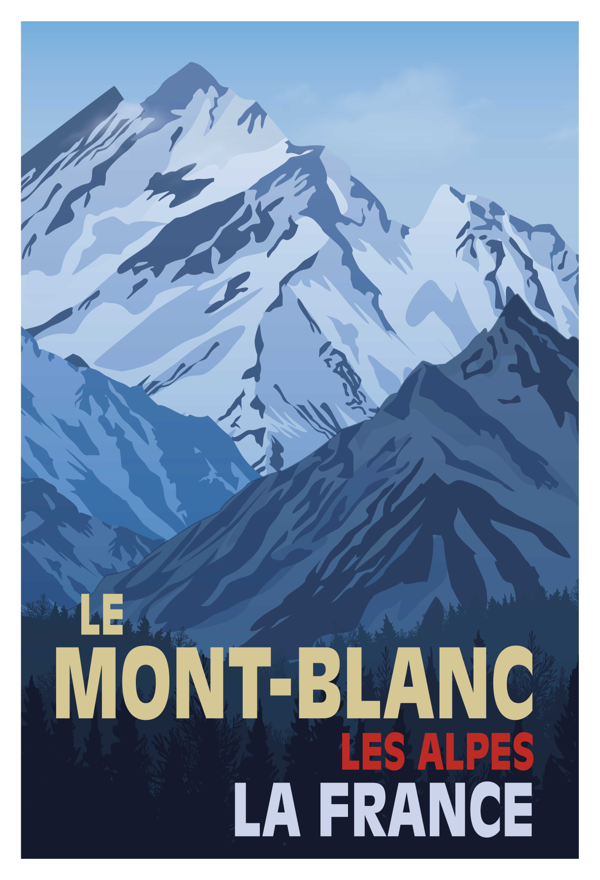Poster wohnzimmer im mont-blanc retro-stil - TenStickers